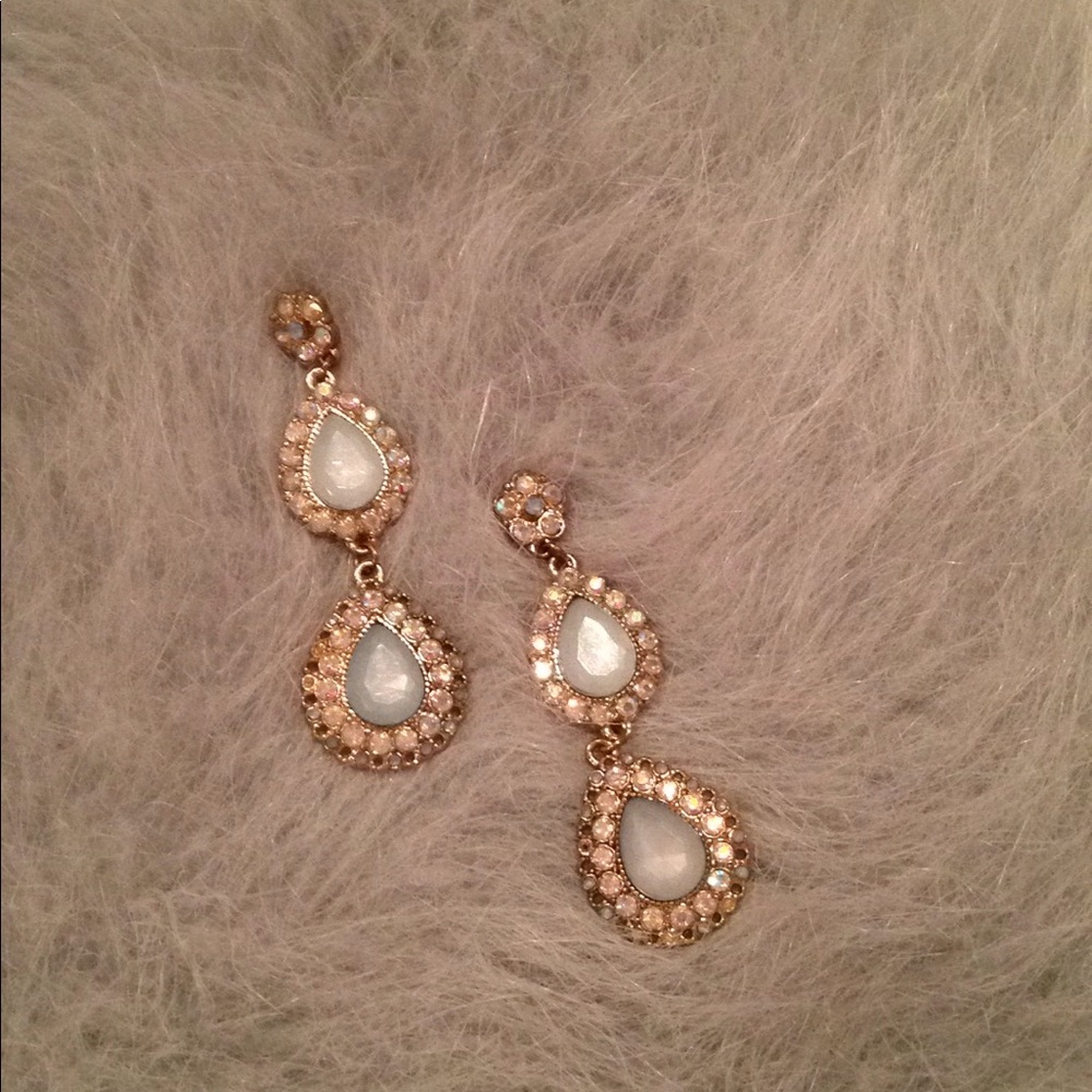 Pale colored jewel chandelier earrings